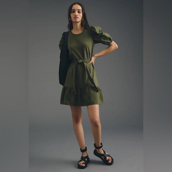 Anthropologie Nation LTD Evangeline Belted Dress Ivy Size L - Picture 3 of 14